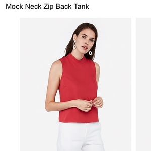 Express Mock Neck Zip-back Tank- Red